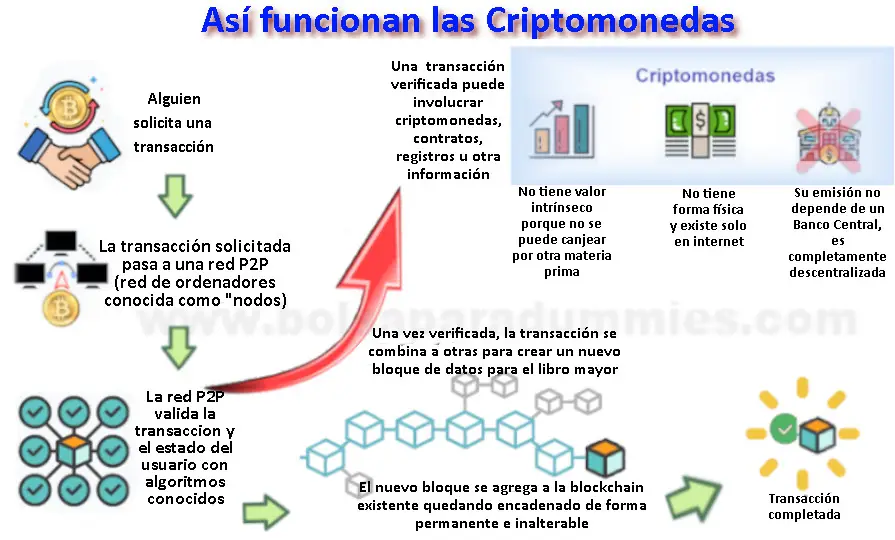 ¿invertir en criptomonedas? Esquema del funcionamiento de las criptodivisas